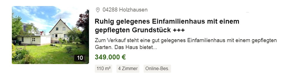 Verkaufsobjekt Einfamilienhaus unterkellert in ruhiger Siedlungslage in Holzhausen - Wohnflche von 105 m - Grundstck 880 m - VB 349.000 Euro -  Region Leipzig - Ort 04288 Holzhausen