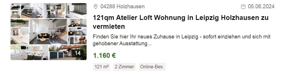 Exquisites Luxus Apartment mit Terrasse in 04288 Holzhausen zu vermieten