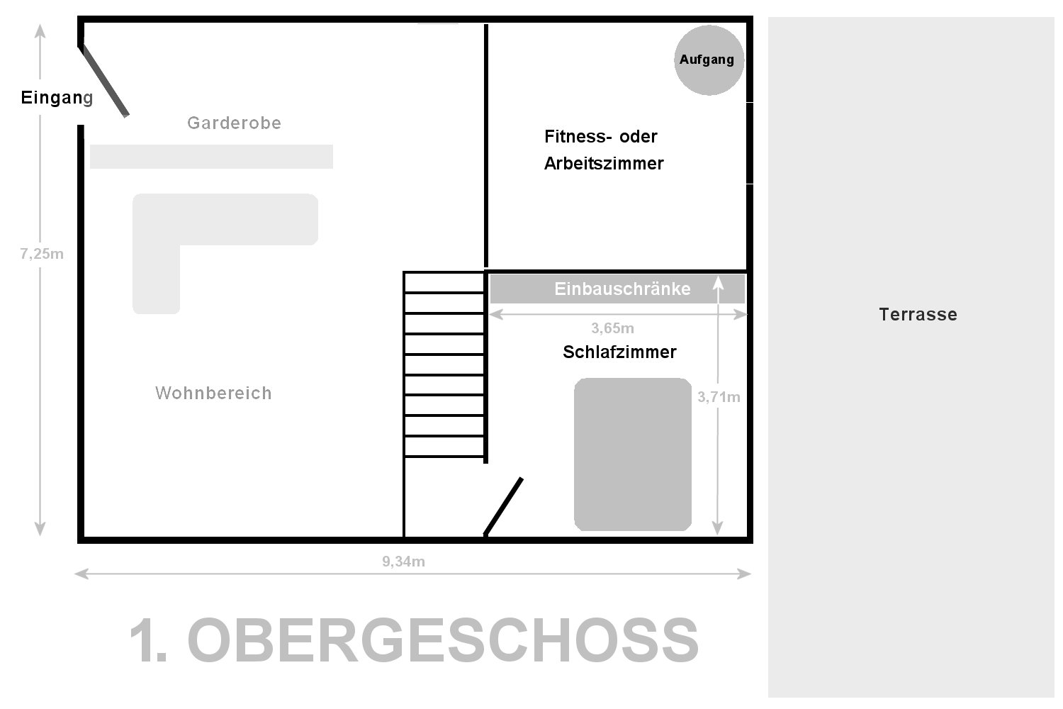 Loftwohnung Grundriss Obergeschoss (1. Etage)