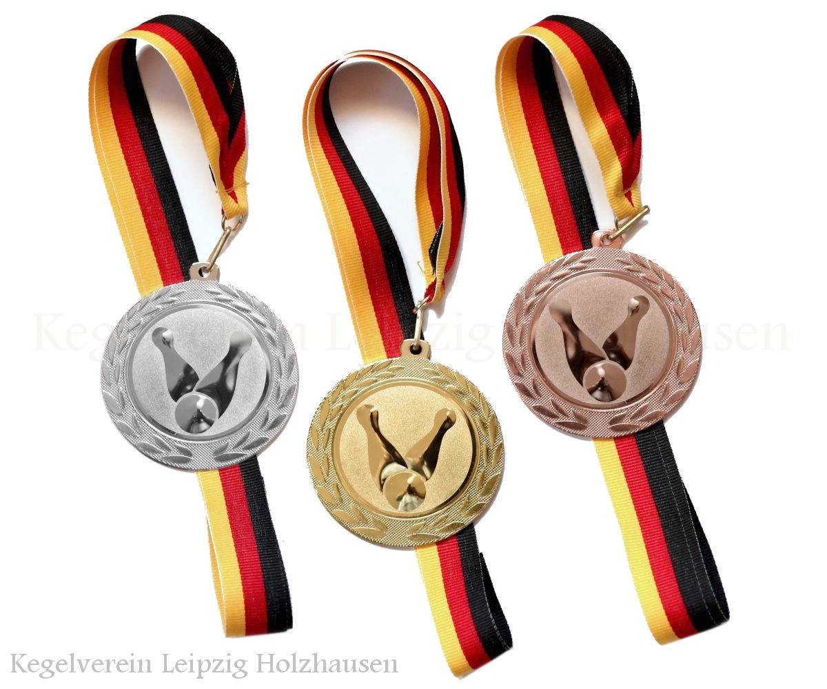 Kegeln Medaillen Set Gold Silber Bronze