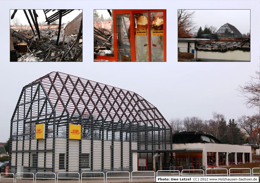 Bild: abgebrannter Netto Markt in Holzhausen