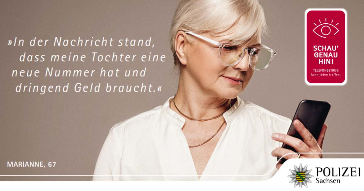 Polizei-Sachsen informiert: HR' GENAU HIN! Telefonbetrug kann jeden treffen.