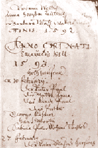 Foto: Holzhausen Kirchenbucheintrge 1592/93