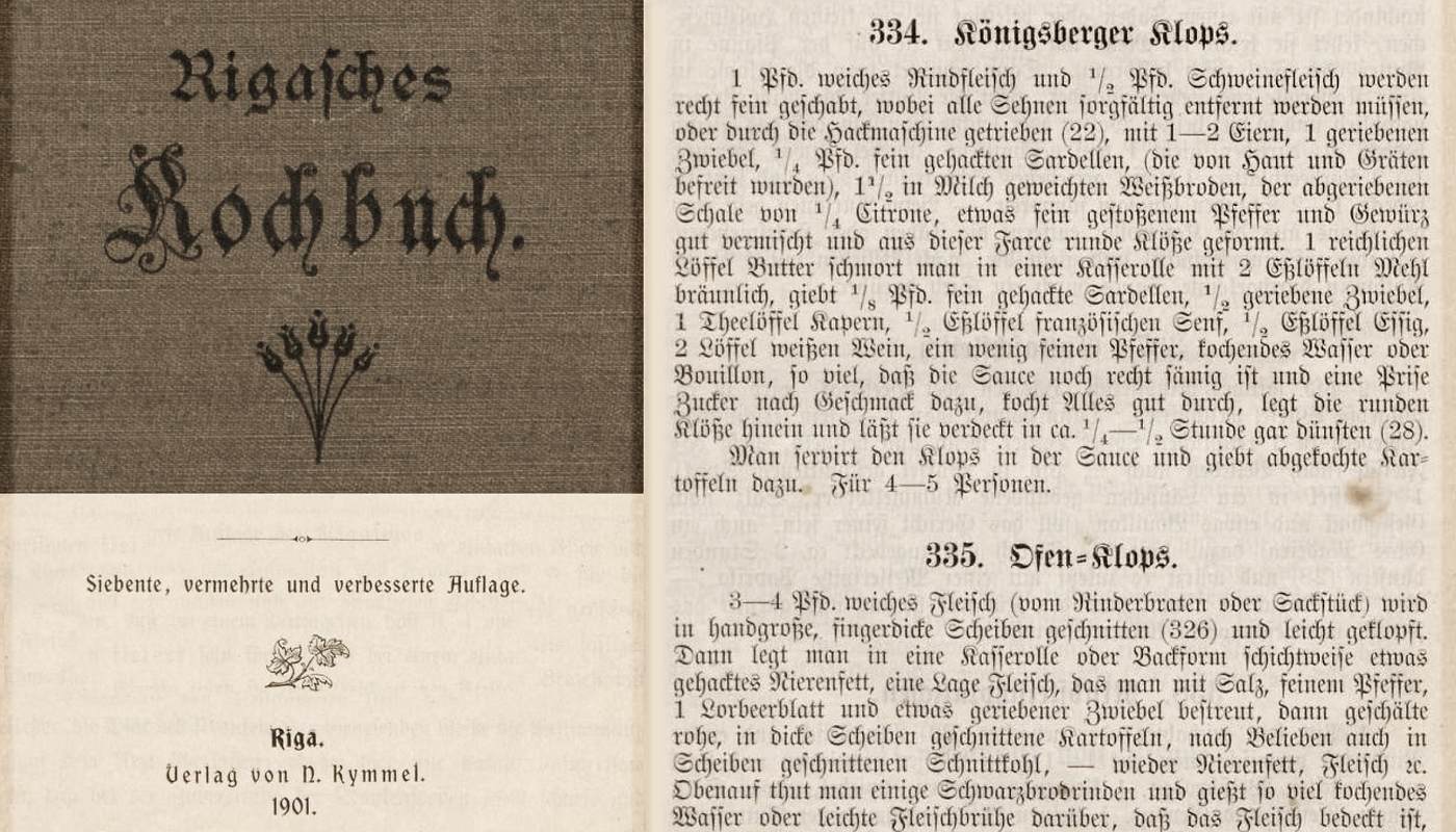 Original Königsberger Klopse Rezept im Rigaschen Kochbuch von 1901